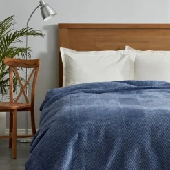 Karaca Home Sandra Doppel Fischgrätmuster-Decke, Indigo Indıgo Hot