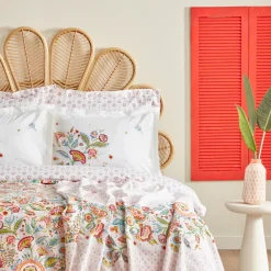 Karaca Home Sarthe 100% Baumwolle Doppelbett Bettwäsche und Tagesdecke Set Multicolor Multıfarben Hot