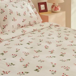 Karaca Home Silvie 100% Baumwolle Doppelbett Tagesdecke Set Rot Rot02 Hot
