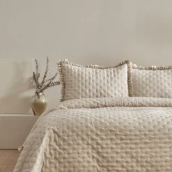 Karaca Home Viona Doppelbett-Bettüberwurf-Set Beige Beıge01 New