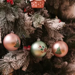 Karaca Home Weihnachten Hübsches Baumschmuck Set, 4 Teilig, 8 cm Multıfarben