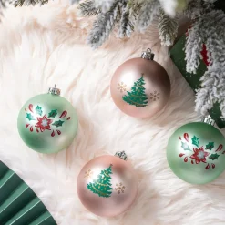 Karaca Home Weihnachten Hübsches Baumschmuck Set, 4 Teilig, 8 cm Multıfarben