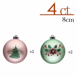 Karaca Home Weihnachten Hübsches Baumschmuck Set, 4 Teilig, 8 cm Multıfarben