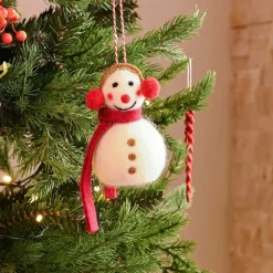 Karaca Home Weihnachten Schneemann mit Ohrenschützer Baumschmuck, 8x13 cm Weıß01 Sale