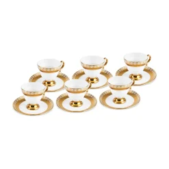 Karaca Hürrem Kaffeetassenset für 6 Personen, 90 ml Weıß Gold Discount