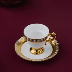 Karaca Hürrem Kaffeetassenset für 6 Personen, 90 ml Weıß Gold Discount