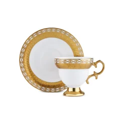 Karaca Hürrem Kaffeetassenset für 6 Personen, 90 ml Weıß Gold Discount