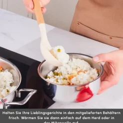 Karaca Induktions Stahl Kochgeschirr Set mit Gratis Vorratsbehälter, 13 Teilig Farblös Best
