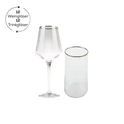 Karaca Ines 24-teiliges Gläser-Set für 12 Personen Gold Best