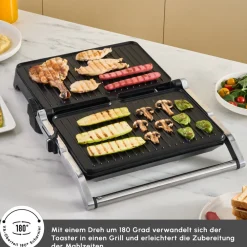 Karaca Toastmate Grill 6 Scheiben Kapazität Zeit einstellbar Gusseisen Platte Grill und Toaster 2000W Inox Clearance