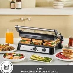 Karaca Toastmate Grill 6 Scheiben Kapazität Zeit einstellbar Gusseisen Platte Grill und Toaster 2000W Inox Clearance