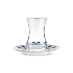 Karaca Iznik 12-teiliges Türkisches Teeset aus Bone China für 6 Personen, 130 ml, Blau New