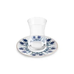 Karaca Iznik 12-teiliges Türkisches Teeset aus Bone China für 6 Personen, 130 ml, Blau New