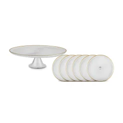 Karaca Jest Rim 6-Person Cake Platter Set, 7 Pieces, Gold Hot