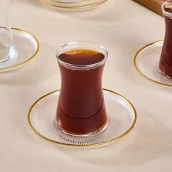 Karaca Juliet Gold Rand 6-Personen-Tee-Set Klar Best