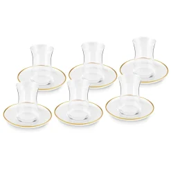 Karaca Juliet Gold Rand 6-Personen-Tee-Set Klar Best
