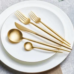 Karaca Jupiter Matte Gold 60-teiliges Besteck für 12 Personen mit Boxed Matt Gold Sale