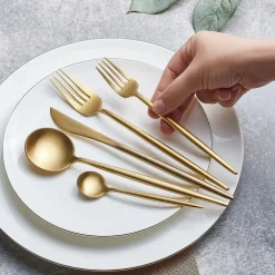 Karaca Jupiter Matte Gold 60-teiliges Besteck für 12 Personen mit Boxed Matt Gold Sale
