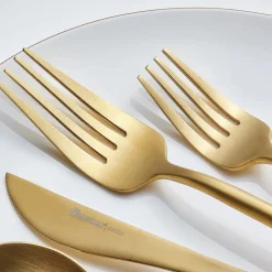 Karaca Jupiter Matte Gold 60-teiliges Besteck für 12 Personen mit Boxed Matt Gold Sale