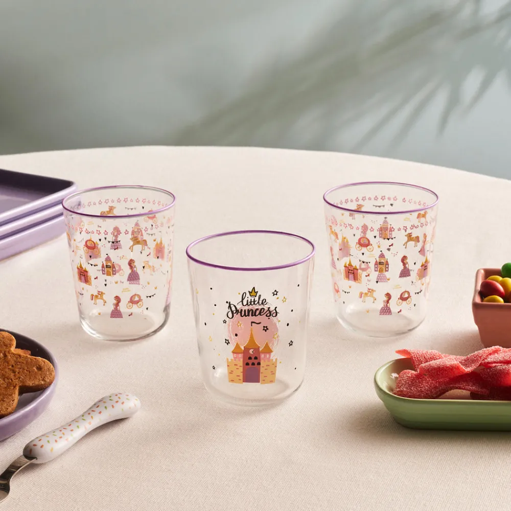 Karaca Kids 3-Teiliges Glasbecher-Set Für Mädchen, Rosa Hot