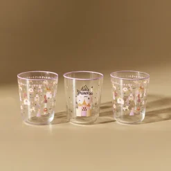 Karaca Kids 3-Teiliges Glasbecher-Set Für Mädchen, Rosa Hot