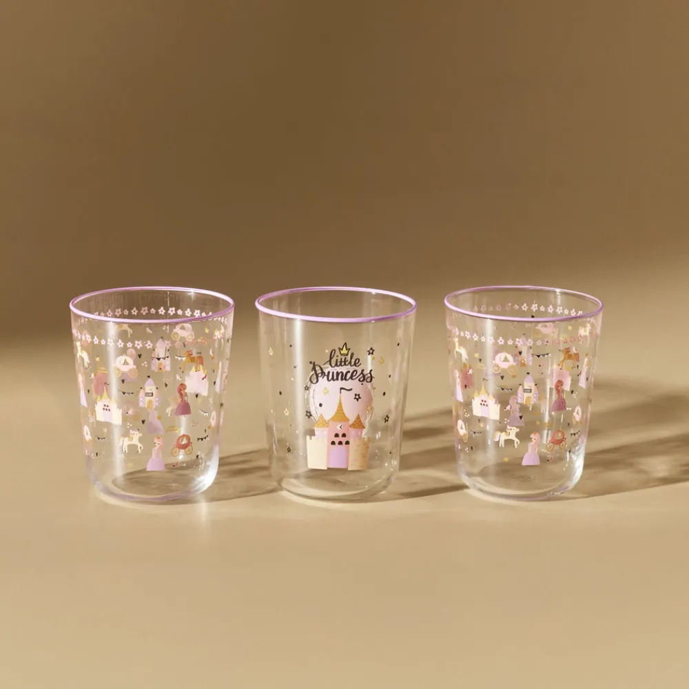 Karaca Kids 3-Teiliges Glasbecher-Set Für Mädchen, Rosa Hot