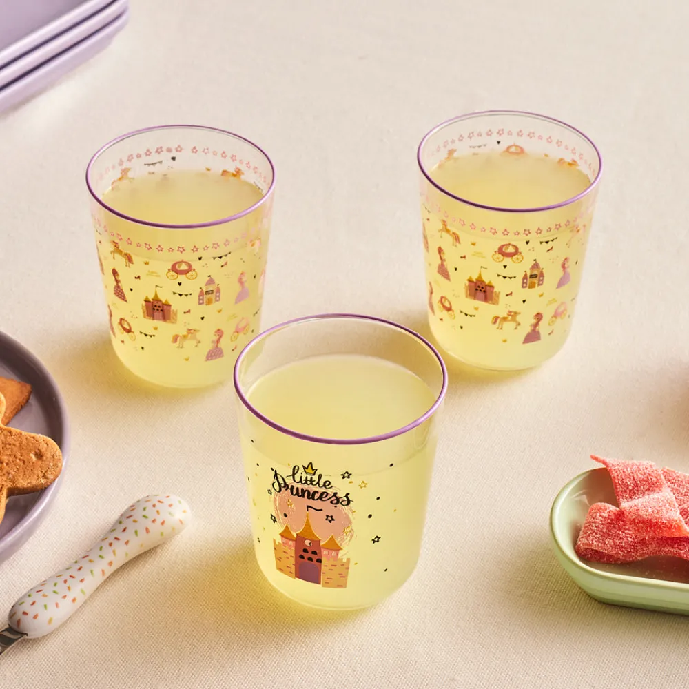 Karaca Kids 3-Teiliges Glasbecher-Set Für Mädchen, Rosa Hot