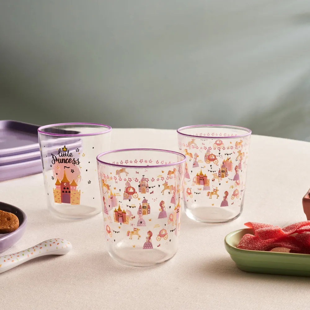 Karaca Kids 3-Teiliges Glasbecher-Set Für Mädchen, Rosa Hot