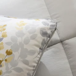 Karaca Leaf Graues Einzel Comforter Set 155x220+50x70 Grau02