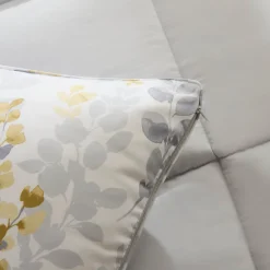 Karaca Leaf Graues Einzel Comforter Set 135x200+50x70 Grau02 New