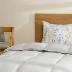 Karaca Leaf Graues Einzel Comforter Set 135x200+50x70 Grau02 New