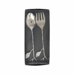 Karaca Leaf Servierbesteck Silber-Gold – Löffel- und Gabelset Sılber Outlet