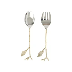 Karaca Leaf Servierlöffel und Gabel Set Gold Online