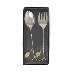 Karaca Leaf Servierlöffel und Gabel Set Gold Online