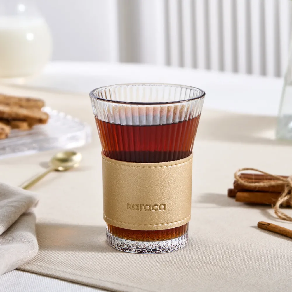 Karaca Leder Cool Touch Latte Glas 210 Ml Gold Clearance