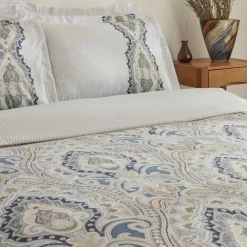 Karaca Lemy Doppel Bettwäscheset 100% Baumwoll-Satin Blau 200x220 Cm Sale
