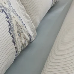 Karaca Lemy Doppel Bettwäscheset 100% Baumwoll-Satin Blau 200x220 Cm Sale