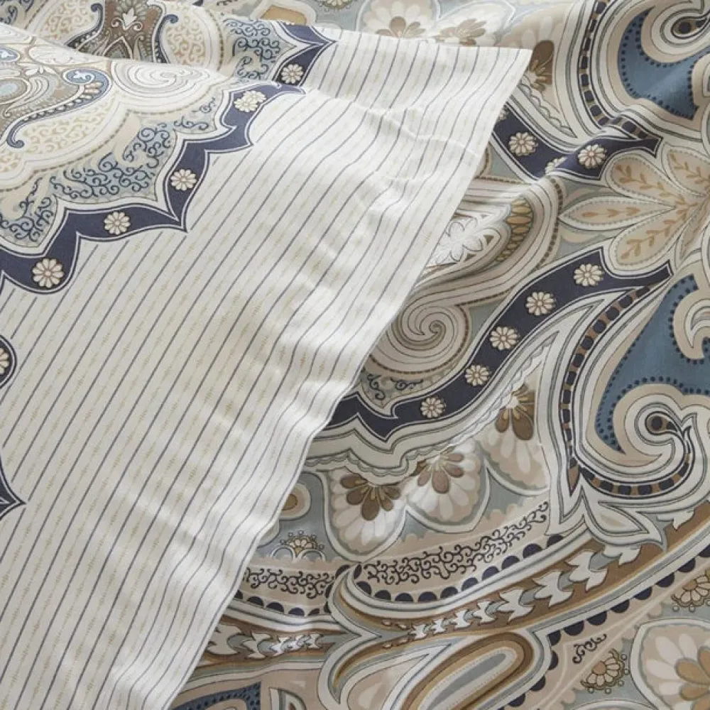 Karaca Lemy Doppel Bettwäscheset 100% Baumwoll-Satin Blau 200x220 Cm Sale