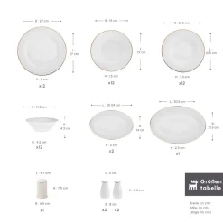 Karaca Lexi 56-teiliges Tafelgeschirr-Set für 12 Personen Gold Discount