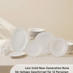 Karaca Lexi 56-teiliges Tafelgeschirr-Set für 12 Personen Gold Discount