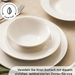 Karaca Lexi 56-teiliges Tafelgeschirr-Set für 12 Personen Gold Discount