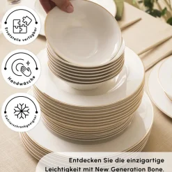 Karaca Lexi 56-teiliges Tafelgeschirr-Set für 12 Personen Gold Discount