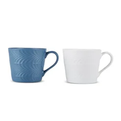 Karaca Lily Blau & Weiß Embos Doppelbecher Set 320 ML Multıfarben Sale