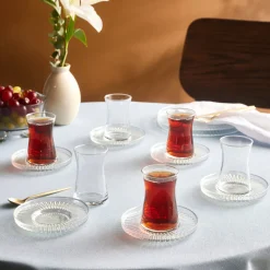 Karaca Lily 12-teiliges Türkisches Teeset für 6 Personen, 170 ml, Luster Outlet