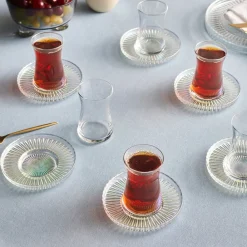 Karaca Lily 12-teiliges Türkisches Teeset für 6 Personen, 170 ml, Luster Outlet