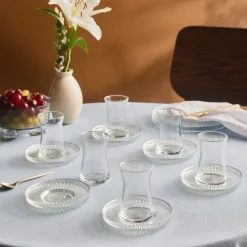 Karaca Lily 12-teiliges Türkisches Teeset für 6 Personen, 170 ml, Luster Outlet