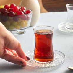Karaca Lily 12-teiliges Türkisches Teeset für 6 Personen, 170 ml, Luster Outlet