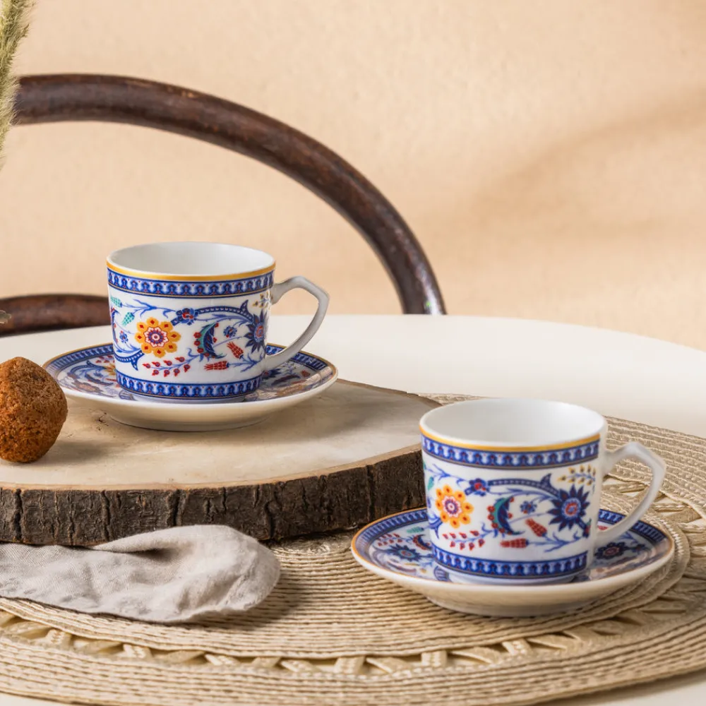 Karaca Linden-Kaffeetassen-Set, 2 Personen, 80 ml Blau01 New