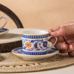 Karaca Linden-Kaffeetassen-Set, 2 Personen, 80 ml Blau01 New