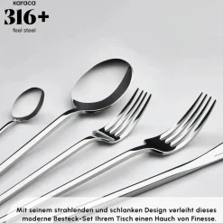 Karaca Look 316+ Stahl 84-teiliges Premium Besteckset für 12 Personen Platın New